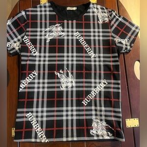 Burberry Black and Red Equestrian Knight design shirt